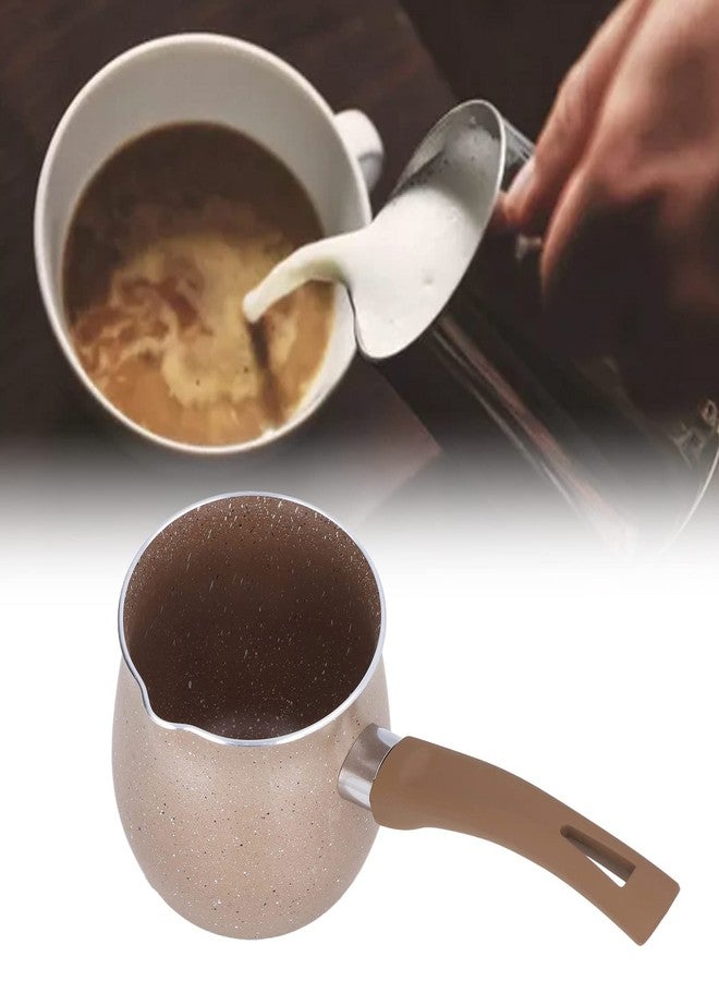 Acouto Small Milk Pan, Brown Aluminum Alloy Sauce Pan Small Soup Pot with Single Handle for Coffee Butter Chocolate - Image 2
