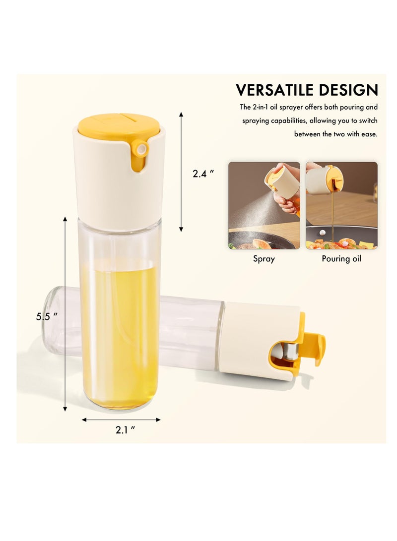 SYOSI Oil Sprayer for Cooking, 2 in 1 Olive Oil Dispenser and Oil Sprayer, Premium Glass Oil Spray Bottle for Air Fryer, Salad, Frying, BBQ (White and Green, 2PCS) - Image 2