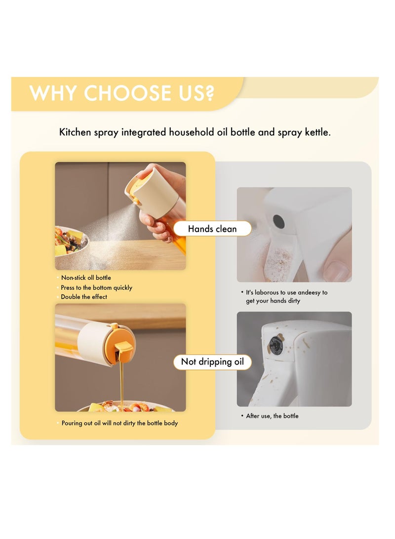 SYOSI Oil Sprayer for Cooking, 2 in 1 Olive Oil Dispenser and Oil Sprayer, Premium Glass Oil Spray Bottle for Air Fryer, Salad, Frying, BBQ (White and Green, 2PCS) - Image 4