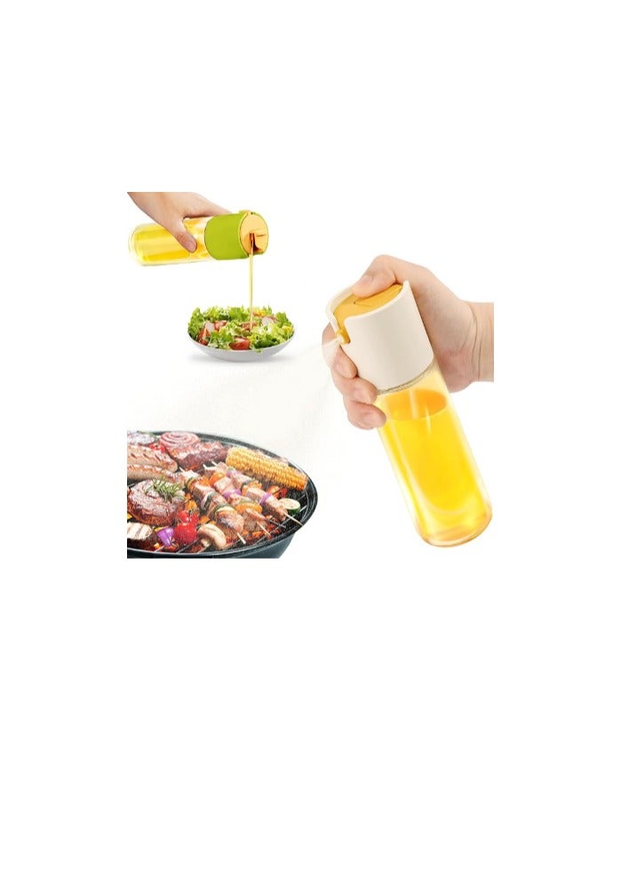 SYOSI Oil Sprayer for Cooking, 2 in 1 Olive Oil Dispenser and Oil Sprayer, Premium Glass Oil Spray Bottle for Air Fryer, Salad, Frying, BBQ (White and Green, 2PCS) - Image 1