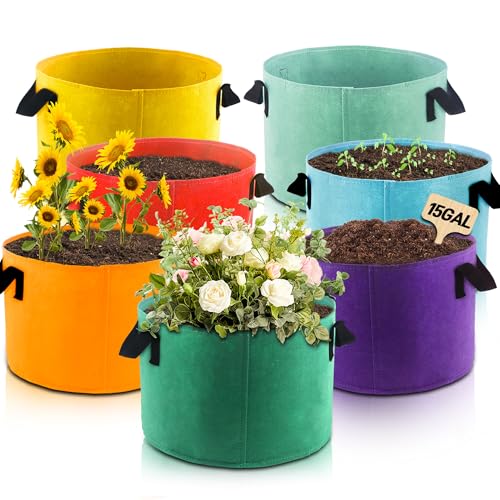 Biotolot 15-Gallon Fabric Grow Bags (7 Pack of Mix Colors) with Handles for Potato Tomato Flower and Vegetables - Image 1