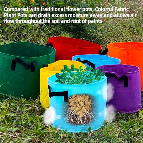 Biotolot 15-Gallon Fabric Grow Bags (7 Pack of Mix Colors) with Handles for Potato Tomato Flower and Vegetables - Image 5