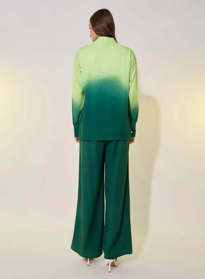 تايك تو Ombre Print Long Sleeve Shirt and Pants Co-Ords