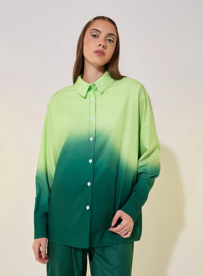 تايك تو Ombre Print Long Sleeve Shirt and Pants Co-Ords