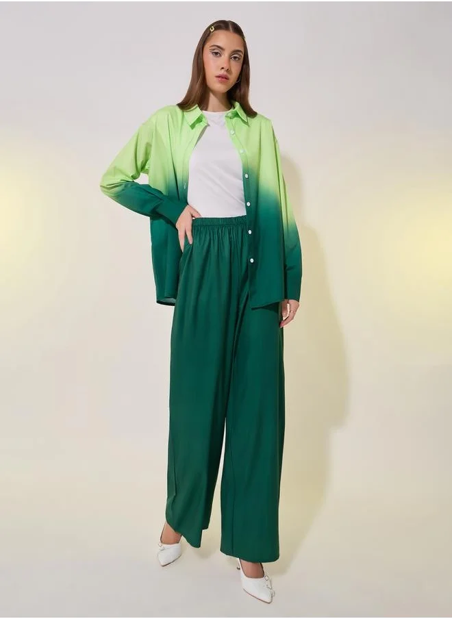 ستايلي Ombre Print Long Sleeve Shirt and Pants Co-Ords