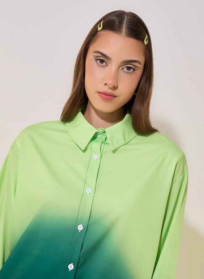 تايك تو Ombre Print Long Sleeve Shirt and Pants Co-Ords