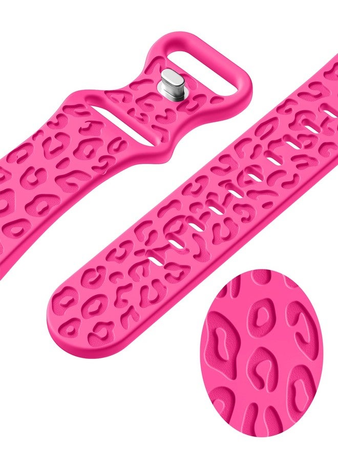 IKANFI No Gap Leopard Engraved Bands Compatible for Samsung Galaxy Watch 6/5/4 Band 40mm 44mm,Watch 6 47mm 43mm,5 Pro 45mm,Watch 4 Classic 42mm 46mm,20mm Soft Silicone Replace Strap Women-Hot Pink - Image 5