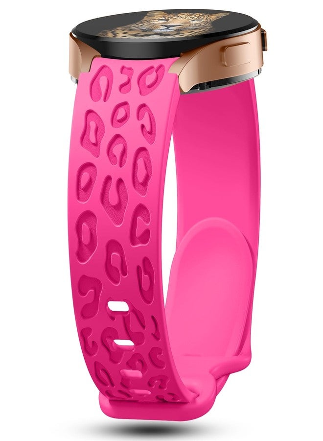 IKANFI No Gap Leopard Engraved Bands Compatible for Samsung Galaxy Watch 6/5/4 Band 40mm 44mm,Watch 6 47mm 43mm,5 Pro 45mm,Watch 4 Classic 42mm 46mm,20mm Soft Silicone Replace Strap Women-Hot Pink - Image 1