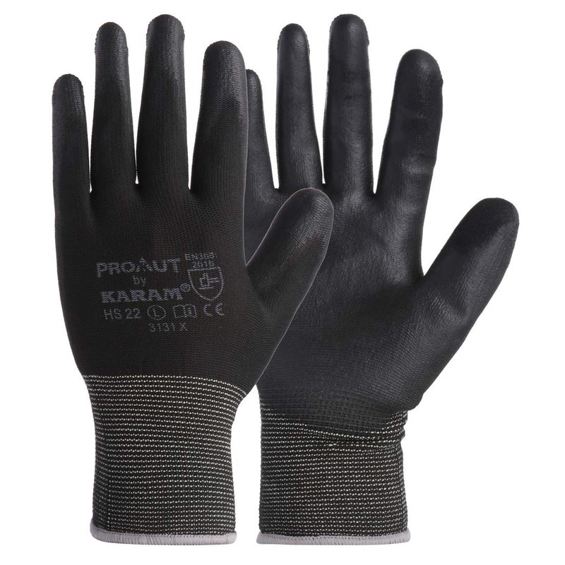 Karam HS22 Safety Gloves for Mechanical Hazards | Safety Work Gloves with Black Liner with Black PU Coating | Multipurpose Use | Cut Resistant | Abrasion, Tear & Puncture Resistant | Size-M - Image 5