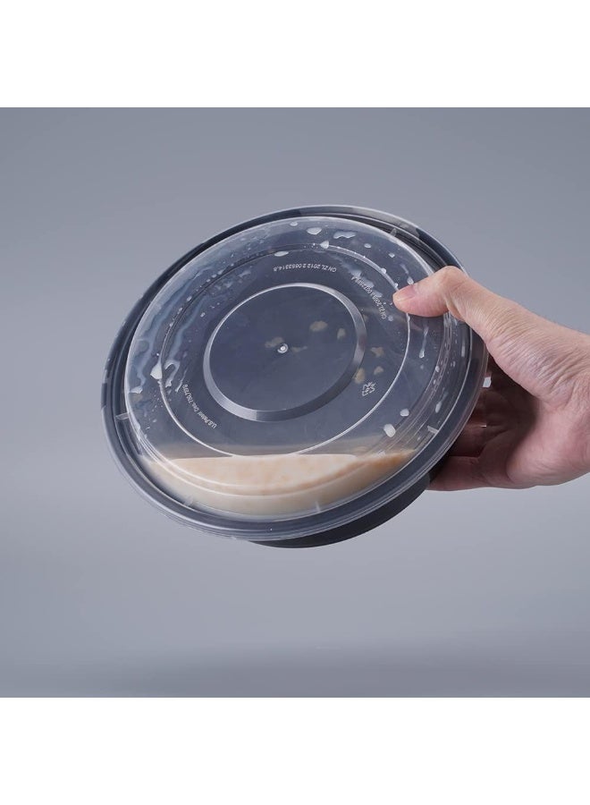 ALSAQER [5 Pack] Compartment Round Black Base with Lids Food Storage Container(32 oz) R0 32 | Disposable Food Container | Meal Preparation Containers | Lunch Boxes Microwave | Freezer Safe (1 - Compartment)  - Image 2