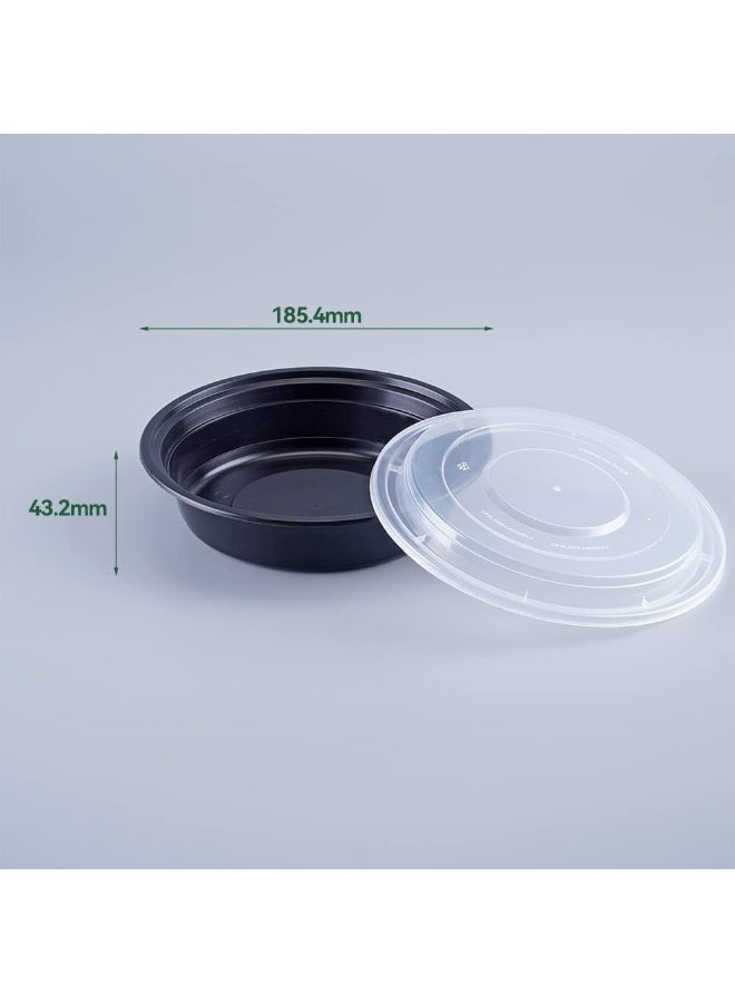 ALSAQER [5 Pack] Compartment Round Black Base with Lids Food Storage Container(32 oz) R0 32 | Disposable Food Container | Meal Preparation Containers | Lunch Boxes Microwave | Freezer Safe (1 - Compartment)  - Image 3