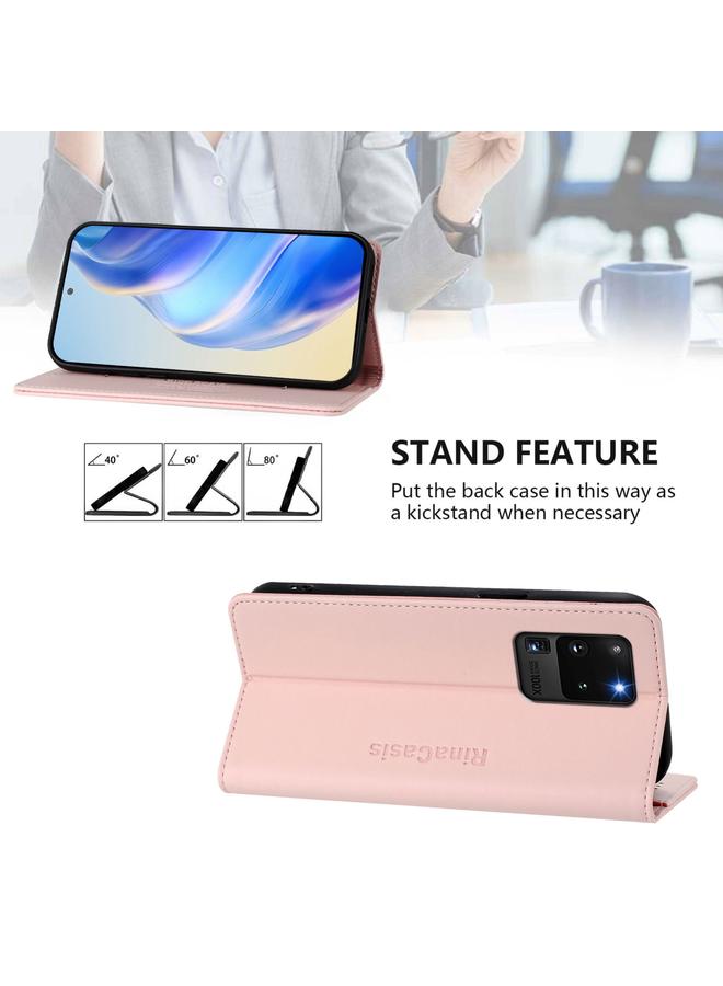 S-TOP Case For Samsung Galaxy S20 Ultra RC01 Dual-Folded Magnetic Suction RFID Leather Phone Case - Image 4