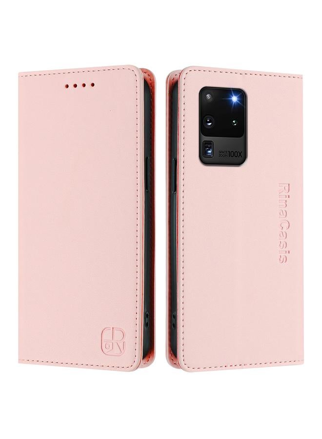 S-TOP Case For Samsung Galaxy S20 Ultra RC01 Dual-Folded Magnetic Suction RFID Leather Phone Case - Image 2