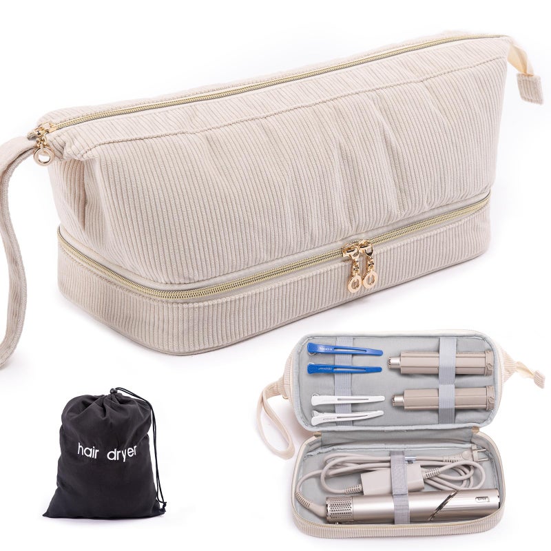 ELCUPA Hair Dryer Case DoubleLayer Hair Tools Travel Carrying Case for Shark FlexStyleSmoothStyle with Hair Dryer Bag Hair Air Wrap Dryer Case Flat Curling Iron Travel Organizer - Image 2