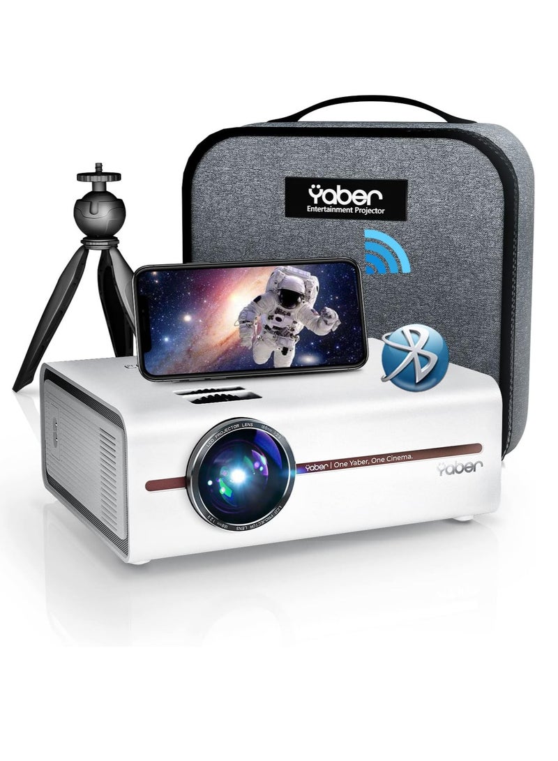 يابير جهاز عرض صغير مع 5G WiFi وBluetooth 5.1، جهاز عرض أفلام مطور 2024 يدعم 1080P و4K، جهاز عرض صغير محمول في الهواء الطلق مع حامل ثلاثي وحقيبة، متوافق مع HDMI وUSB وVGA وAV - Image 1