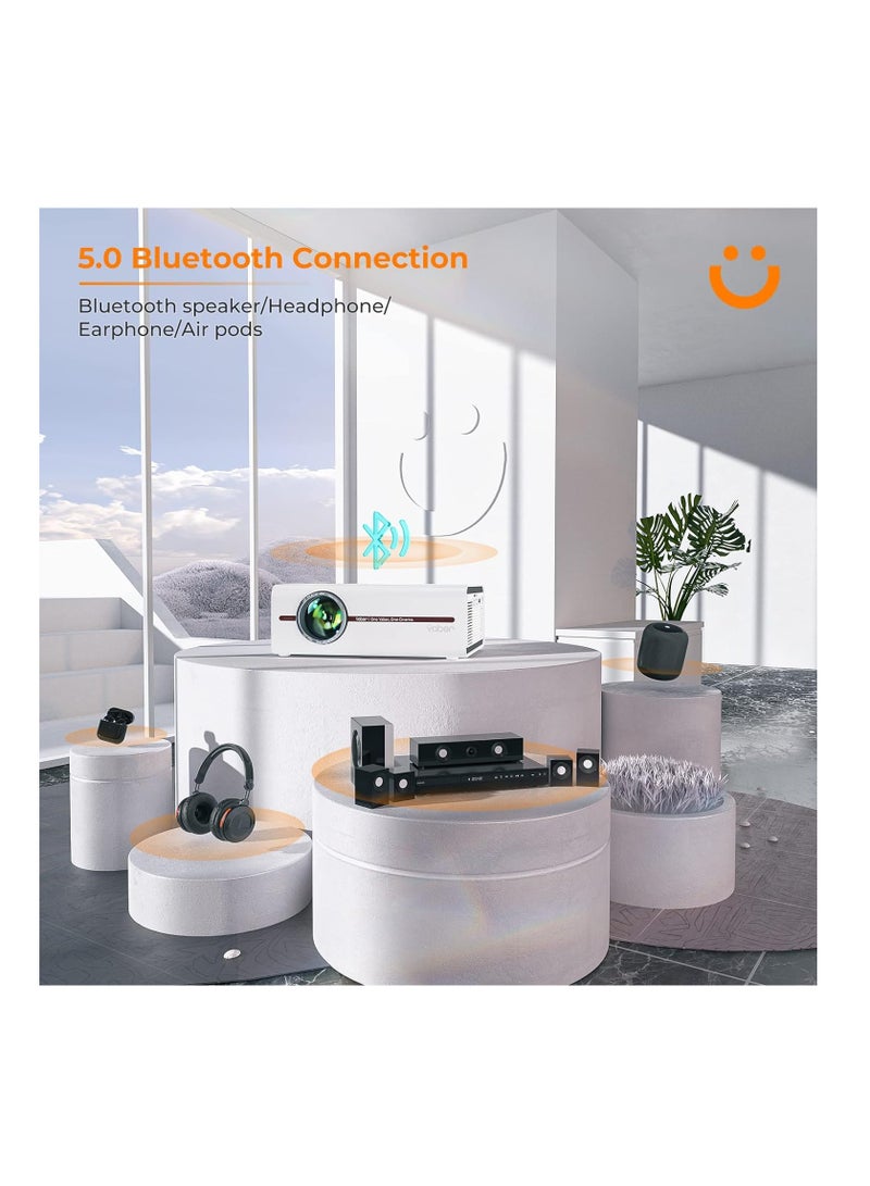 يابير جهاز عرض صغير مع 5G WiFi وBluetooth 5.1، جهاز عرض أفلام مطور 2024 يدعم 1080P و4K، جهاز عرض صغير محمول في الهواء الطلق مع حامل ثلاثي وحقيبة، متوافق مع HDMI وUSB وVGA وAV - Image 3