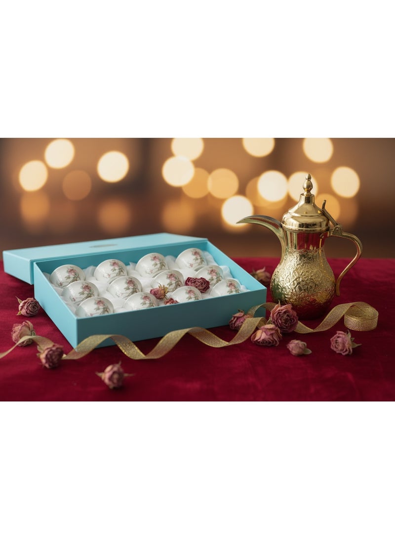 AKDC Angela 12 Pieces Floral Gahwa Cup Set 80ml - Image 5