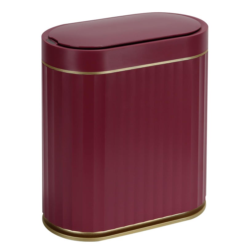 Elpheco Bathroom Motion Sensor Trash Can 2 Gallon Automatic Garbage Can  Slim Plastic Smart Trash Can With Lid  Commercial Intelligent Trash Bin For Bedroom  Bathroom  Office  Burgundy - Image 1