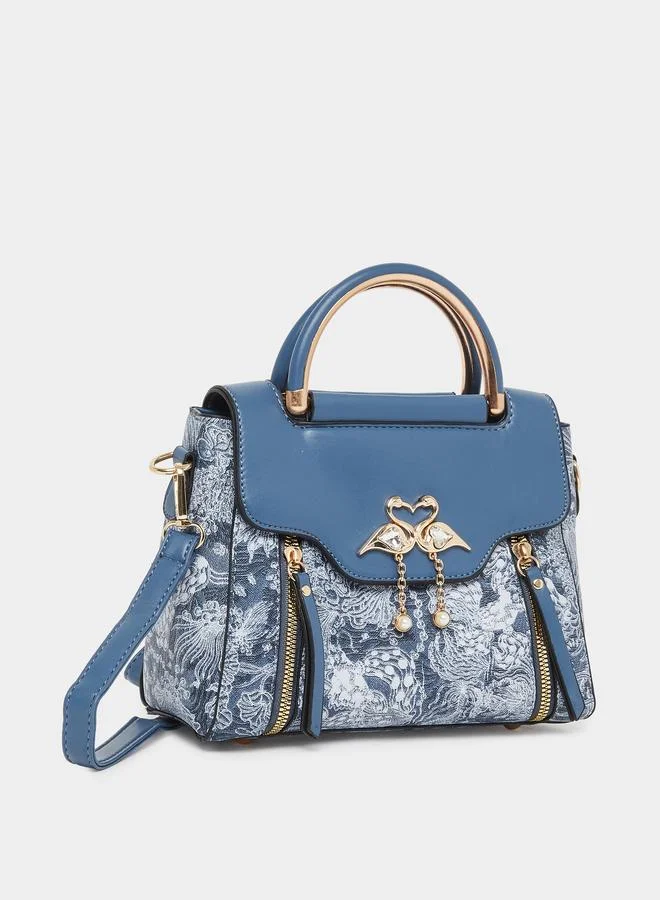 Take Two Take Two Blue Swan Decor Accent Handbag