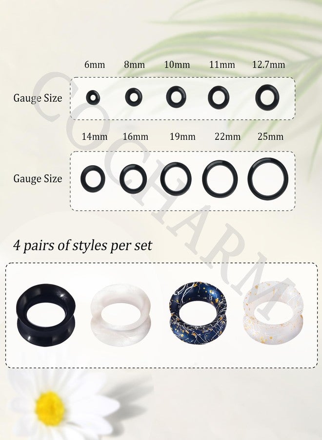 COCHARM 8PCS Silicone Ear Gauges 7/16" (11mm) Unisex Soft Plugs, White, Modern Style, Fashion Jewelry - Image 2