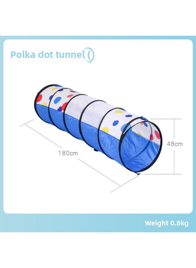 Children's Sunshine Tunnel Crawler Sensor Training Equipment Baby's Indoor Toy Rainbow Caterpillar Drill Hole Tent-Color:Dot Tunnel (Blue) - Image 1