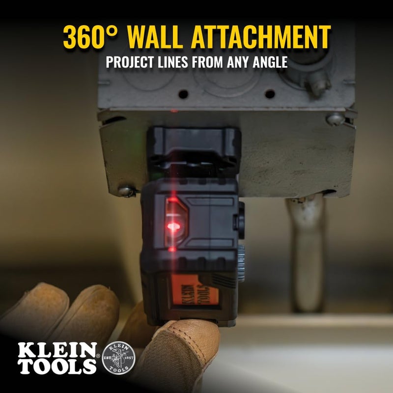 Klein Tools 93PTL Magnetic Pocket Laser Level, Bright Red Leveling and Alignment Tool, Class 2, â‰¤ 1mW, 3 Bubble Vials, 360-Degree Wall Attachment, Picture Hanging - Image 4