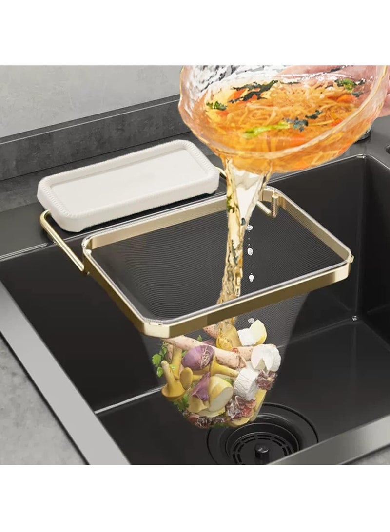 Relex Sink Filter Rack, Kitchen Sink Corner Drain Rack with 200pcs Filter Bags Collapsible Kitchen Sink Corner Drain Basket, Kitchen Sink Filters for Kitchen Waste Leftover - Image 1