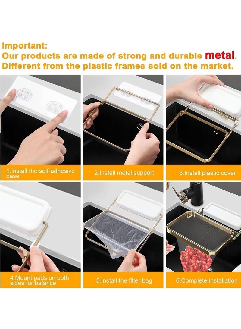 Relex Sink Filter Rack, Kitchen Sink Corner Drain Rack with 200pcs Filter Bags Collapsible Kitchen Sink Corner Drain Basket, Kitchen Sink Filters for Kitchen Waste Leftover - Image 4