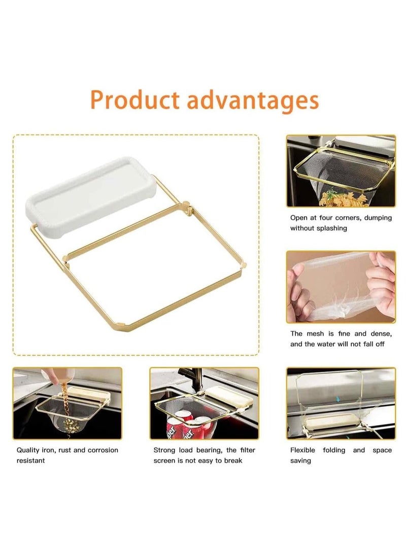Relex Sink Filter Rack, Kitchen Sink Corner Drain Rack with 200pcs Filter Bags Collapsible Kitchen Sink Corner Drain Basket, Kitchen Sink Filters for Kitchen Waste Leftover - Image 5