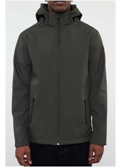 trendyol Khaki Regular Fit Detachable Hooded Softshell Wind and Water Resistant Jacket TMNAW22MO0118  - Image 4