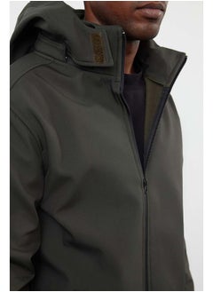 trendyol Khaki Regular Fit Detachable Hooded Softshell Wind and Water Resistant Jacket TMNAW22MO0118  - Image 3