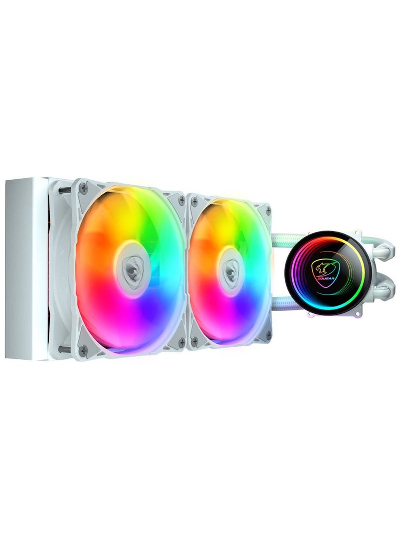 Cougar Cougar Poseidon Elite aRGB AIO Liquid Cooler, 240mm Radiator Length, Copper Cold Plate, 2700 RPM Pump Speed, 120mm Fan, 2200 RPM Fan Speed, 62.53 CFM Airflow, White | 3MPSD240.0002  - Image 1