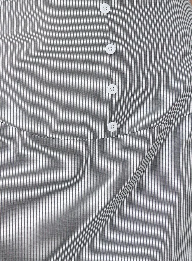 Take Two Take Two Striped Lace Hem Buttoned Maxi Skirt