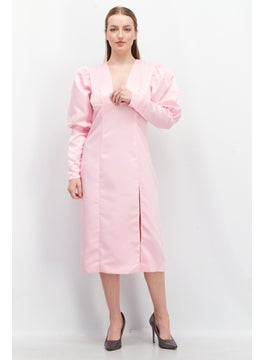 Collective The Label Women Solid Midi Dress, Pink  - Image 1