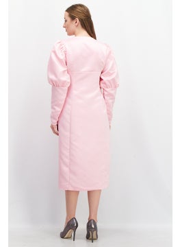 Collective The Label Women Solid Midi Dress, Pink  - Image 3