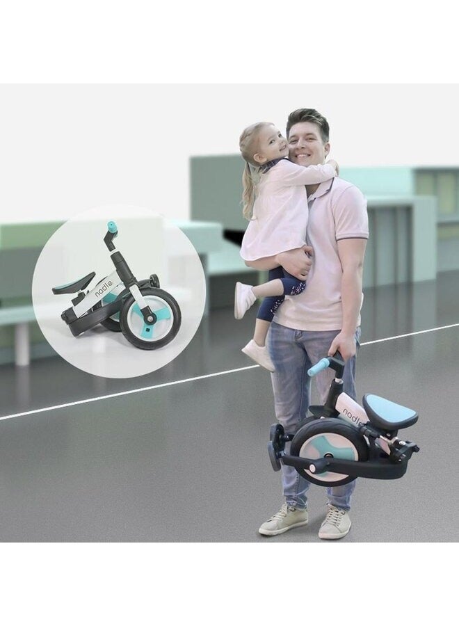 Nadle Kids Trike, Balance Bike and Stroller, Foldable, Multifunctional, Adjustable Handlebars, Pedal Brakes, Red/Black - Image 3