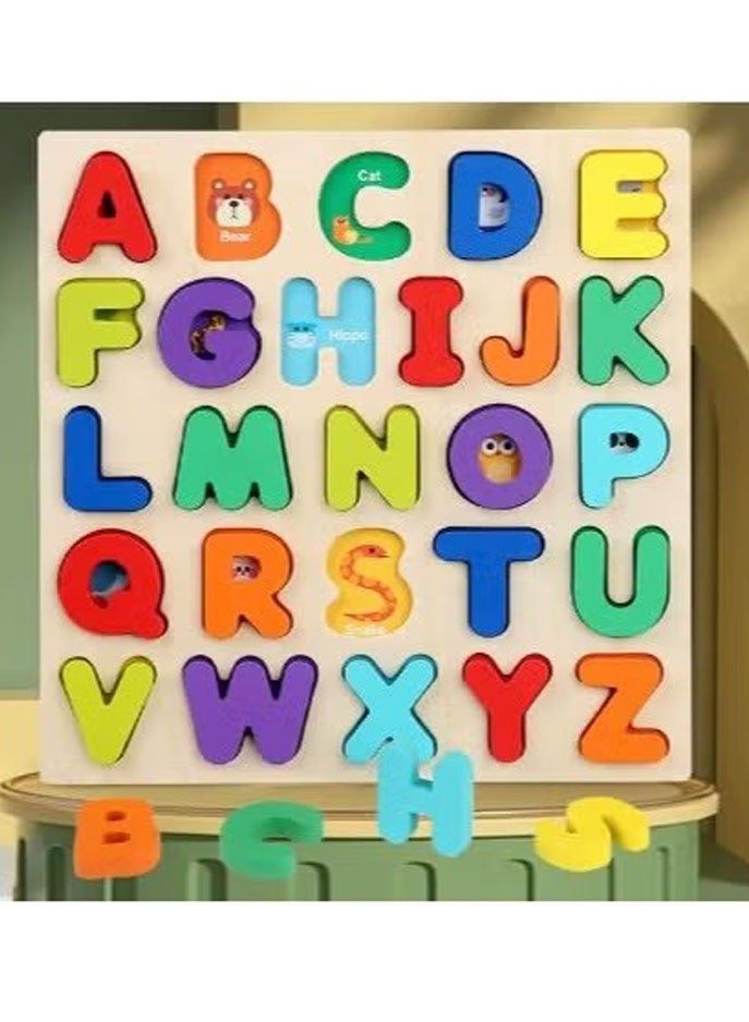 Alphabet Puzzle Board Game, ABC Letters Sorting Board Blocks Montessori Matching Game Jigsaw Educational Early Learning Toy  (Uppercase)