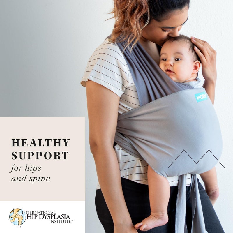 Moby Baby Wrap Carrier Easy-Wrap for Newborns to Toddlers (8-33lbs), Infant Sling Carrier, Lightweight & Hands Free Design for Mom and Dad, Adjustable for All Body Types (Smoked Pearl) - Image 2