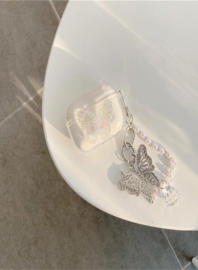 Compatible with AirPods Pro 2 (2022) Case with Girls Cute Clear Glitter Butterfly Design Smooth Soft TPU Cover Case for Airpods Pro 2,Cute for Airpods-Butterfly - Image 4