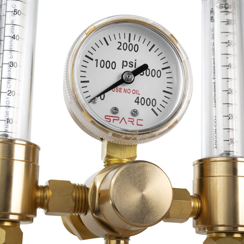 SPARC Premium Dual Argon Regulator for TIG/MIG Welding - Welding Gas Regulator & Flow Meter 0-60CFH CGA580 - LIFETIME USA Warranty - Image 3