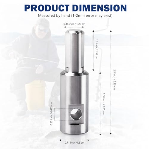 doufuhua Ice Auger Drill Adapter Fits 1/2" Plus Drill Chuck, Hand Ice Fishing Auger Drill Bit 1/4" Hole Fits for 1/4"-20 Wing Bolts & Locking Screws Connect with Cordless Electric Power Drill, 1 PCS. - Image 2