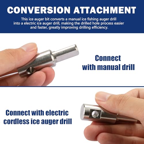 doufuhua Ice Auger Drill Adapter Fits 1/2" Plus Drill Chuck, Hand Ice Fishing Auger Drill Bit 1/4" Hole Fits for 1/4"-20 Wing Bolts & Locking Screws Connect with Cordless Electric Power Drill, 1 PCS. - Image 4