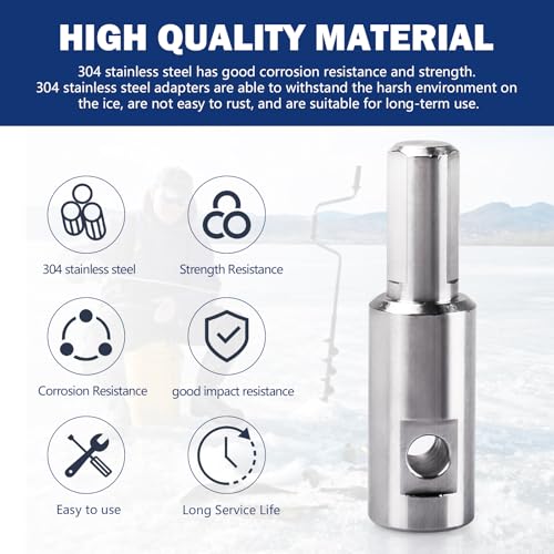 doufuhua Ice Auger Drill Adapter Fits 1/2" Plus Drill Chuck, Hand Ice Fishing Auger Drill Bit 1/4" Hole Fits for 1/4"-20 Wing Bolts & Locking Screws Connect with Cordless Electric Power Drill, 1 PCS. - Image 3