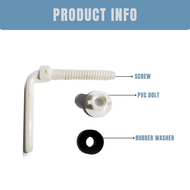 Toilet Seat Cover Screw Hinges L Type for Western Toilet Seat Covers DIY Repair Kit Spare Part Accessories for European Toilet Seat Covers Polyvinyl Chloride PVC White Color  - Image 2