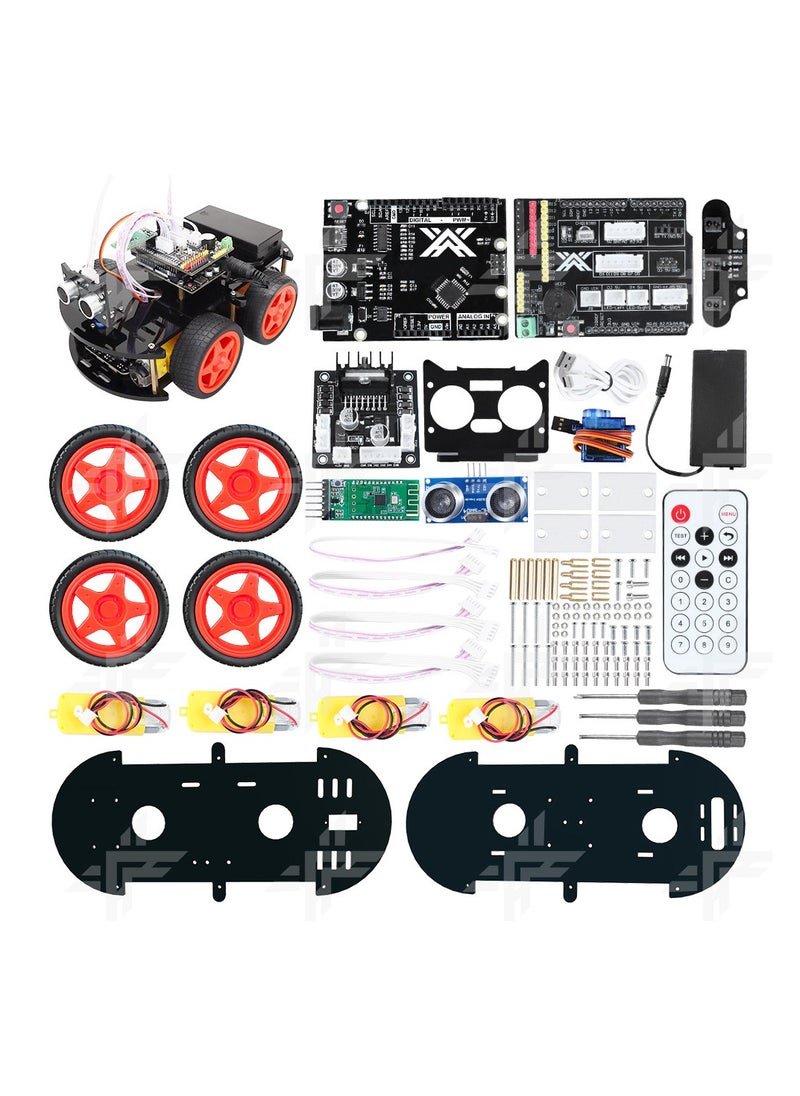 DIY STEM Smart Robot Car Kit Auto Tracking Ultrasonic Obstacle Avoidance Car 4 Wheel Robot Car - Beginner Level Programming Helps Improve Logical Thinking and Creativity Skills