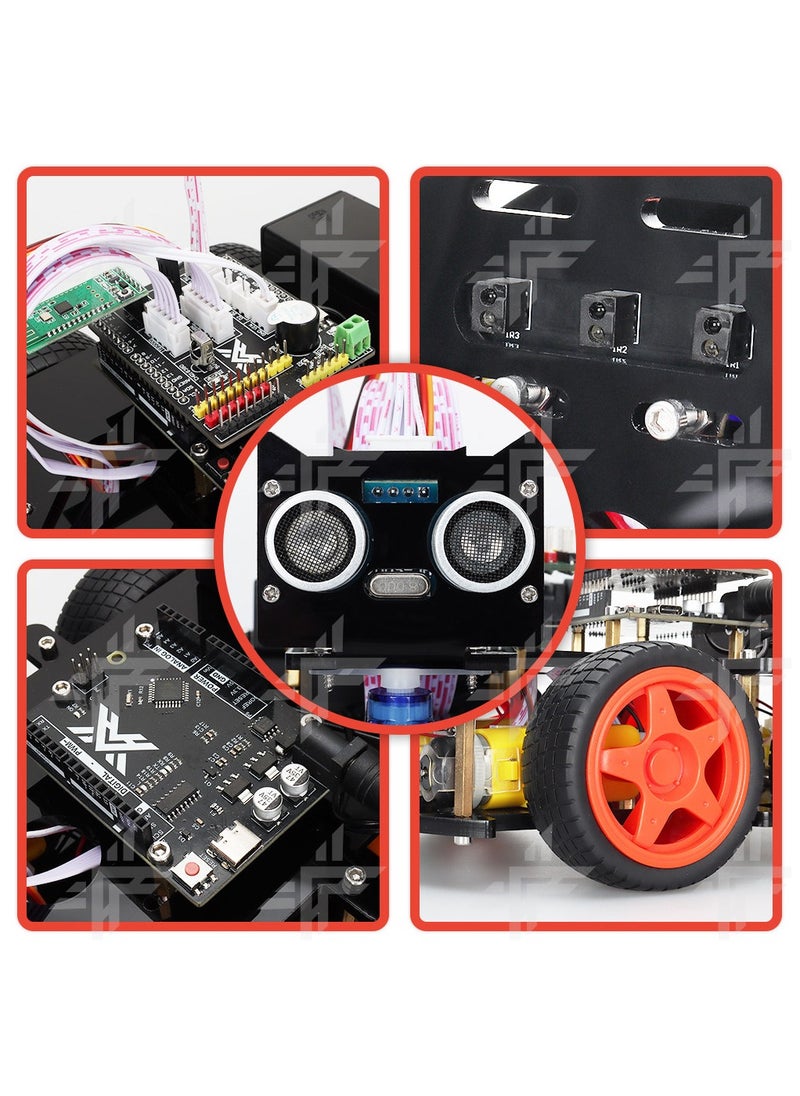 DIY STEM Smart Robot Car Kit Auto Tracking Ultrasonic Obstacle Avoidance Car 4 Wheel Robot Car - Beginner Level Programming Helps Improve Logical Thinking and Creativity Skills