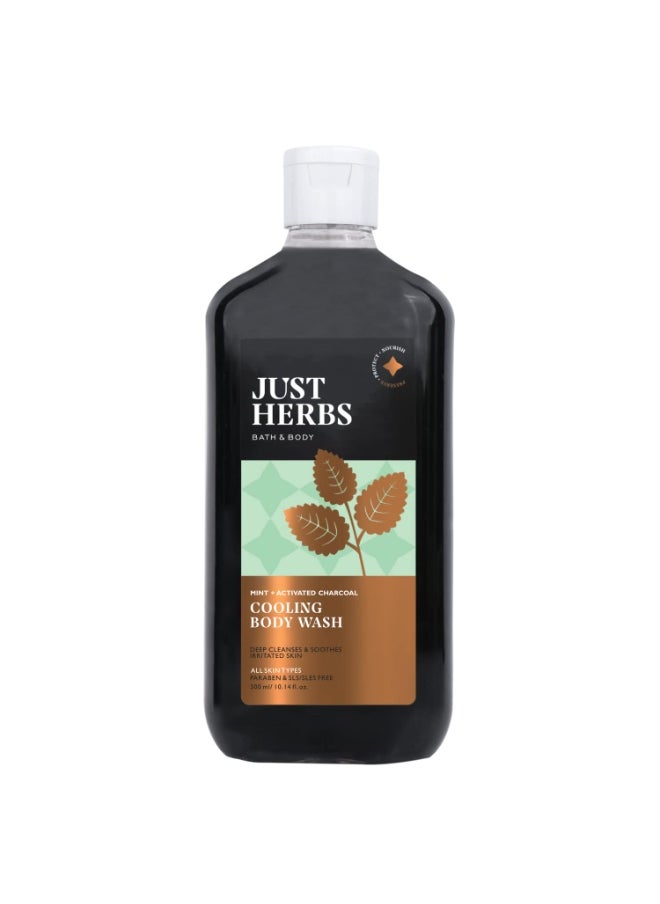 Just Herbs Deep Cleansing Cooling Body Wash with Mint and Activated Charcoal for Men and Women 300 ml  - Image 1