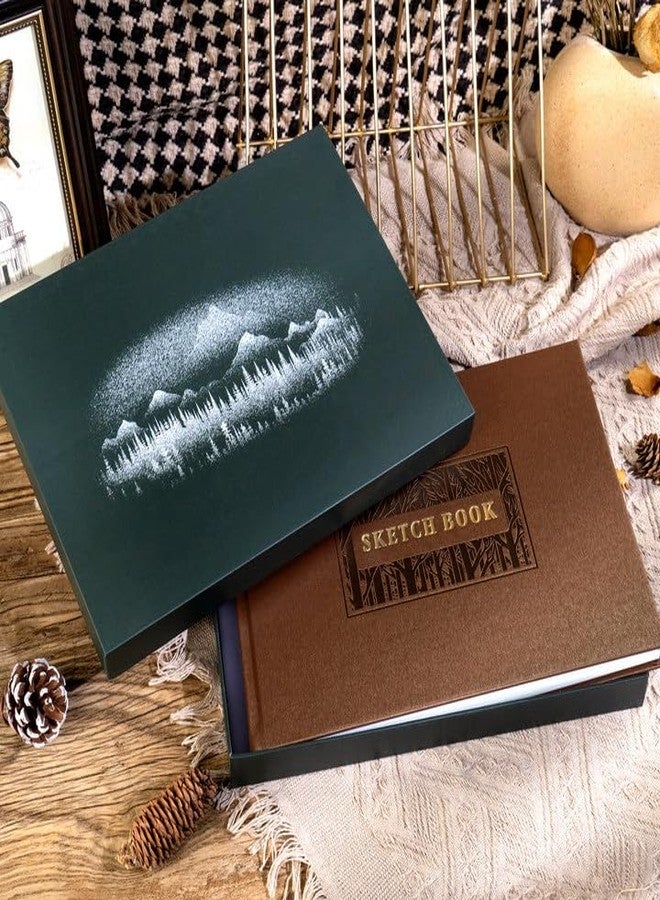 CAGIE Hardcover Sketch Book for Drawing, Art Paper Sketchbook 185 GSM, 11.7" x 8.9" Large Sketchbook with Thick Paper Sketchbook for Artist Drawing, Boxed for Gifts, 60 Sheets, Brown - Image 2