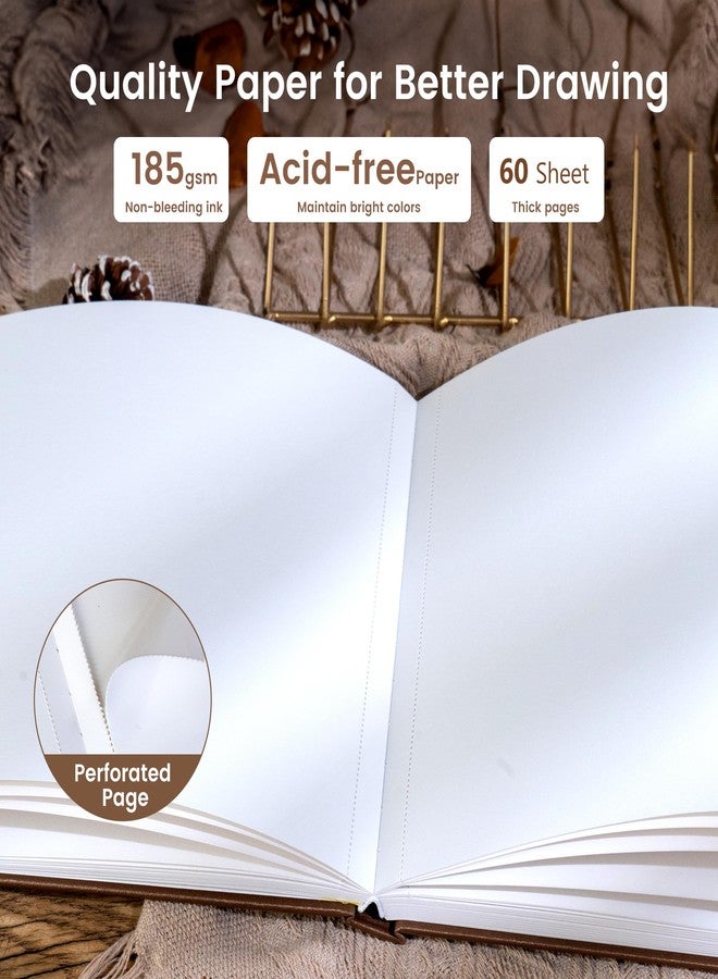 CAGIE Hardcover Sketch Book for Drawing, Art Paper Sketchbook 185 GSM, 11.7" x 8.9" Large Sketchbook with Thick Paper Sketchbook for Artist Drawing, Boxed for Gifts, 60 Sheets, Brown - Image 4