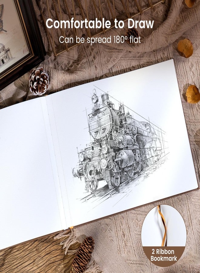 CAGIE Hardcover Sketch Book for Drawing, Art Paper Sketchbook 185 GSM, 11.7" x 8.9" Large Sketchbook with Thick Paper Sketchbook for Artist Drawing, Boxed for Gifts, 60 Sheets, Brown - Image 3